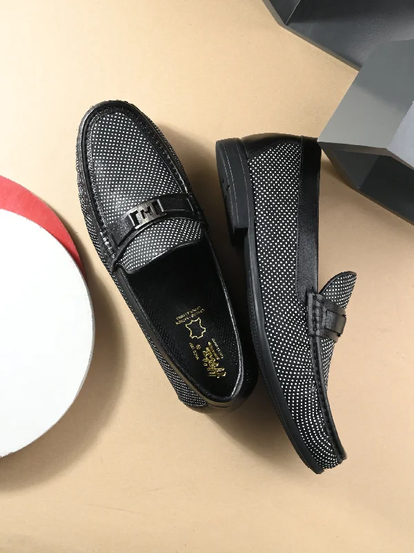 HITZ5345 Men's Black Leather Casual Loafers