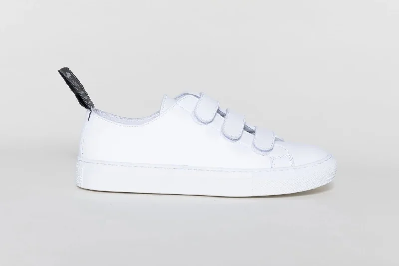 'Keith' vegan-leather sneaker with velcro straps by Good Guys don't Wear Leather - white