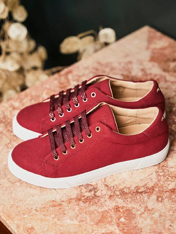 Virevolte Recycled Grain Suede Vegan Sneakers | Rubis