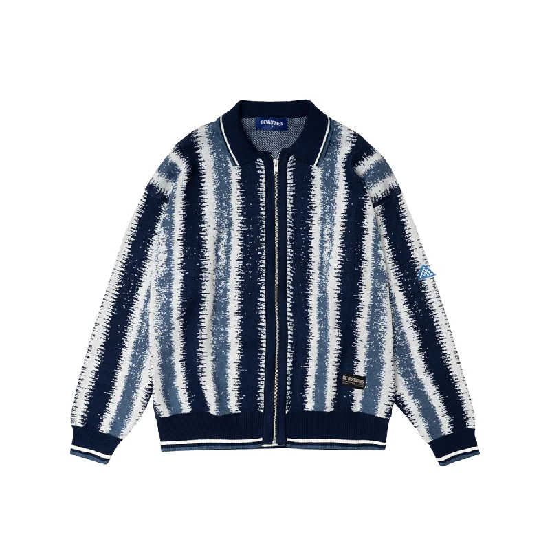 IKAT LS Zip-Up Polo 'Blue'