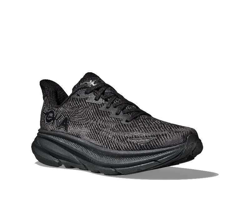 Men's Hoka Clifton 9 Color: Black/Black (WIDE WIDTH)