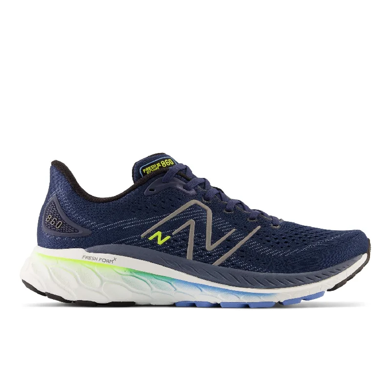 Men's New Balance Fresh Foam X 860v13 Color: Nb Navy with Dark Silver Metallic and Cosmic Pineapple